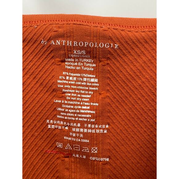 ANTHROPOLOGIE Women's Dark Orange Rib Stretch V-Neck One-Piece Bodysuit SZ XS/S - Picture 8 of 10